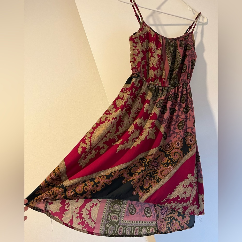 Vintage print asymmetric dress